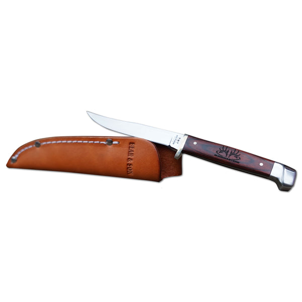Bear & Son Cutlery 6 3/8 in. Rosewood Small Hunter w/leather sheath