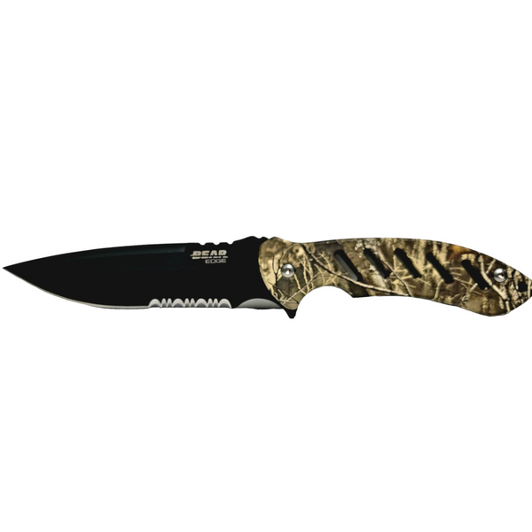 Bear and Son 9-3/4″ Large Brisk Black Blade Real Tree Edge Camo Fixed Blade