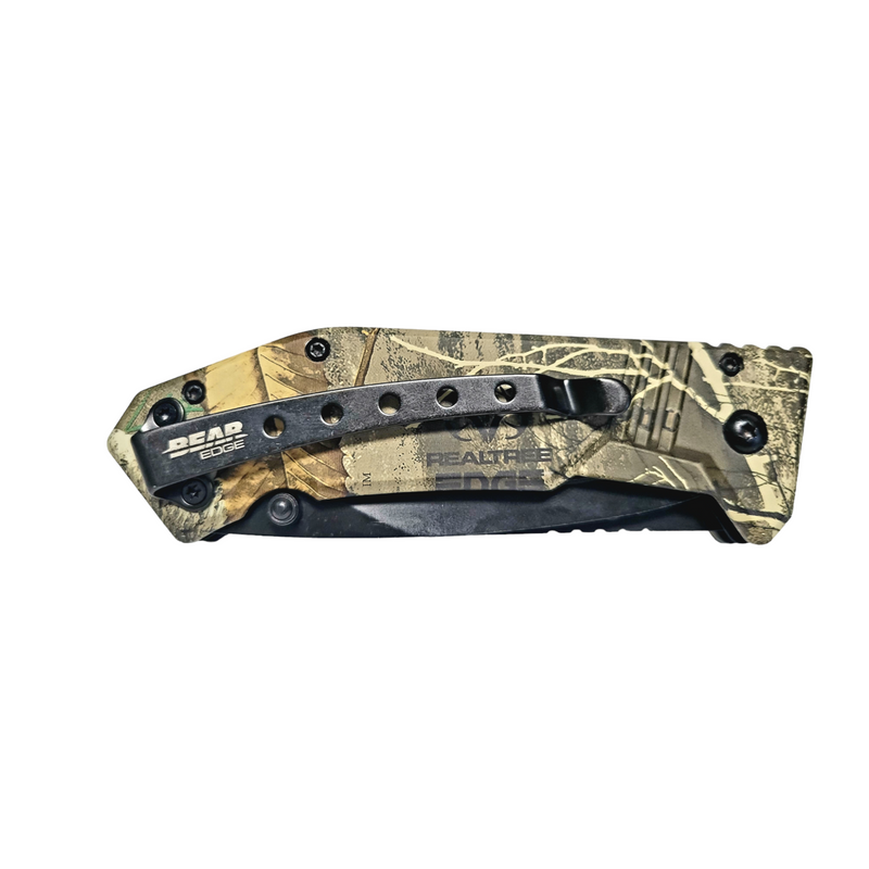 Bear and Son 4-1/2″ Double Blade Gut and Skinner Black Blade Realtree Edge