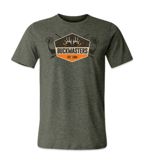 Buckmasters "EST. 1986" Heather Military Green & Orange Short Sleeve T