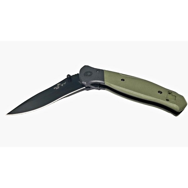 Bear & Son 4 1/4" Bear Swipe IV Black & Green G10 w/Black Finish Blade A-400-B4-B