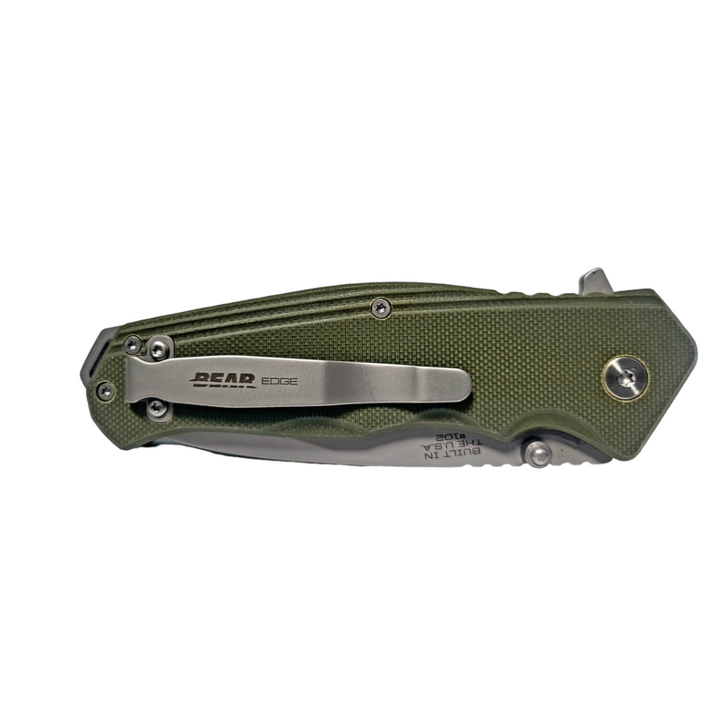 Bear and Son 4 1/2" OD Green G10 Sideliner with Trigger and Ball Bearing Washers
