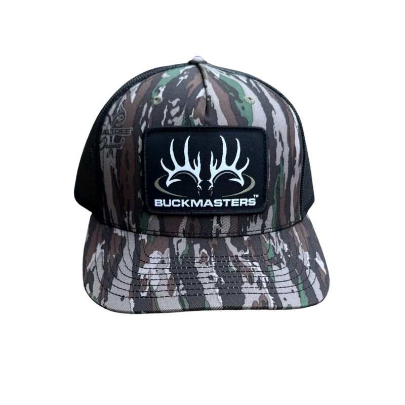 Buckmasters Split Original Realtree Pattern/Black Hat, a decal and 1 year of Buckmasters Magazine