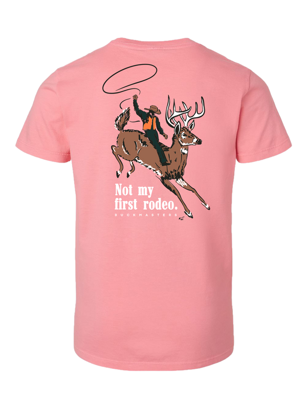 Buckmasters "Not My First Rodeo" Youth Short Sleeve Tee Pink