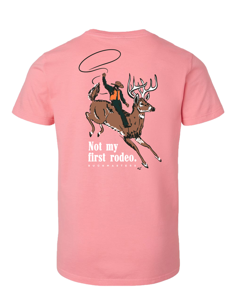 Buckmasters "Not My First Rodeo" Youth Short Sleeve Tee Pink
